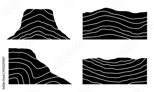 Black and white anticline and syncline. Fold in sedimentary rock