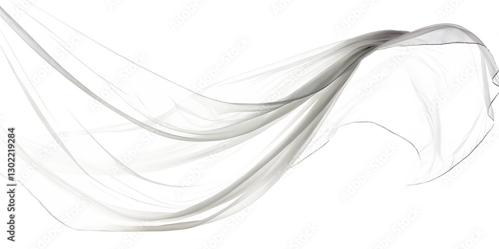 Flowing Transparent Fabric - Isolated on White Background as Transparent. PNG. AI GENERATED Flowing Transparent Fabric - Isolated on White Background as Transparent. PNG. AI GENERATED