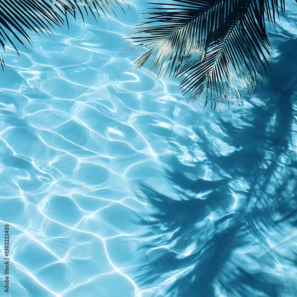 Tropical background with palm leaves and water, Tropical background with palm leaves and water,