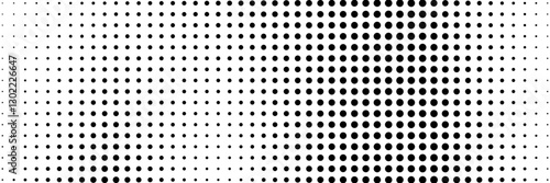 Set of halftone dots gradient pattern texture isolated on white background. Straight dotted spots using halftone circle dot raster texture. Vector blot half tone collection.