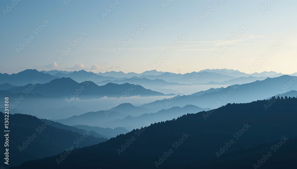 Obraz premium Mountain Climbing in a Misty Landscape