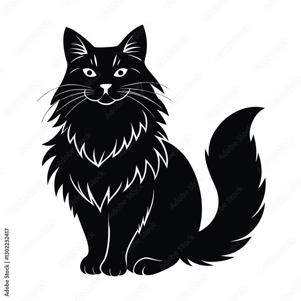 Stylish Maine Coon cat silhouette icon, ideal for modern pet businesses Stylish Maine Coon cat silhouette icon, ideal for modern pet businesses