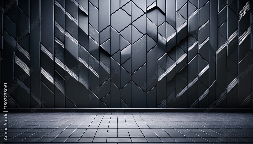 Dark futuristic 3D geometric wall with sharp angles and metallic reflections. A modern abstract background perfect for technology, architecture, and luxury branding concepts.
Dark futuristic 3D geometric wall with sharp angles and metallic reflections. A modern abstract background perfect for technology, architecture, and luxury branding concepts.