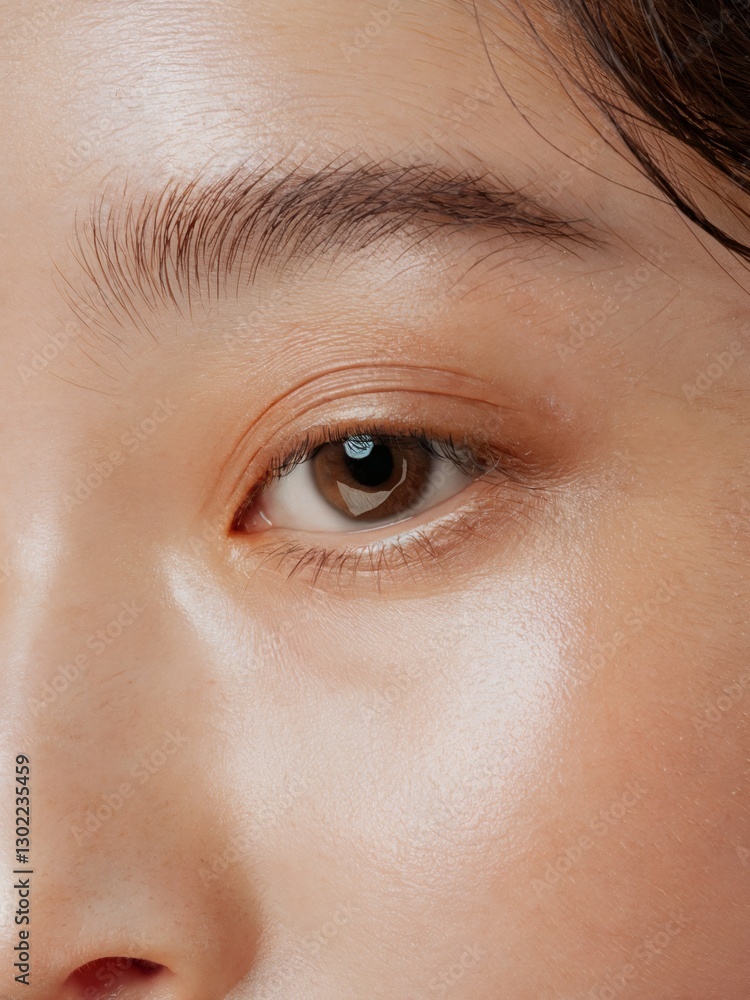 Fototapeta premium 女性の潤いある瞳、目元のクローズアップ