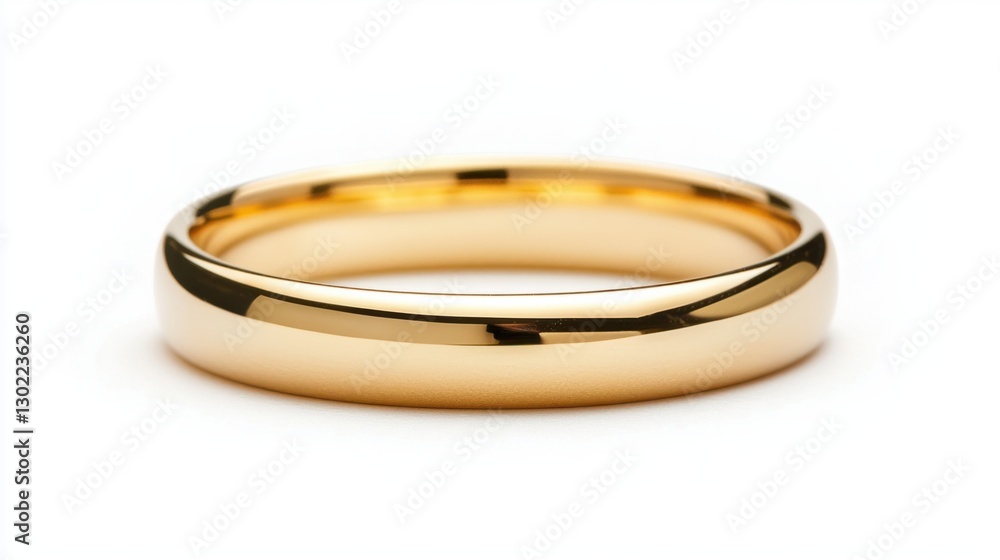 Elegant Gold Ring with Smooth Polished Surface and Reflections Elegant Gold Ring with Smooth Polished Surface and Reflections