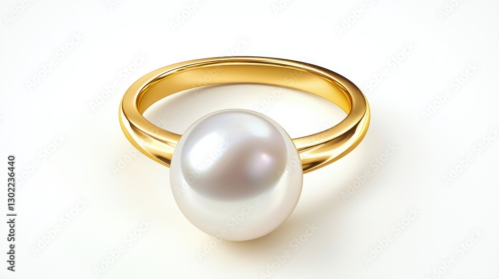 Elegant Gold Ring with a Single Luminous Pearl Centerpiece Elegant Gold Ring with a Single Luminous Pearl Centerpiece
