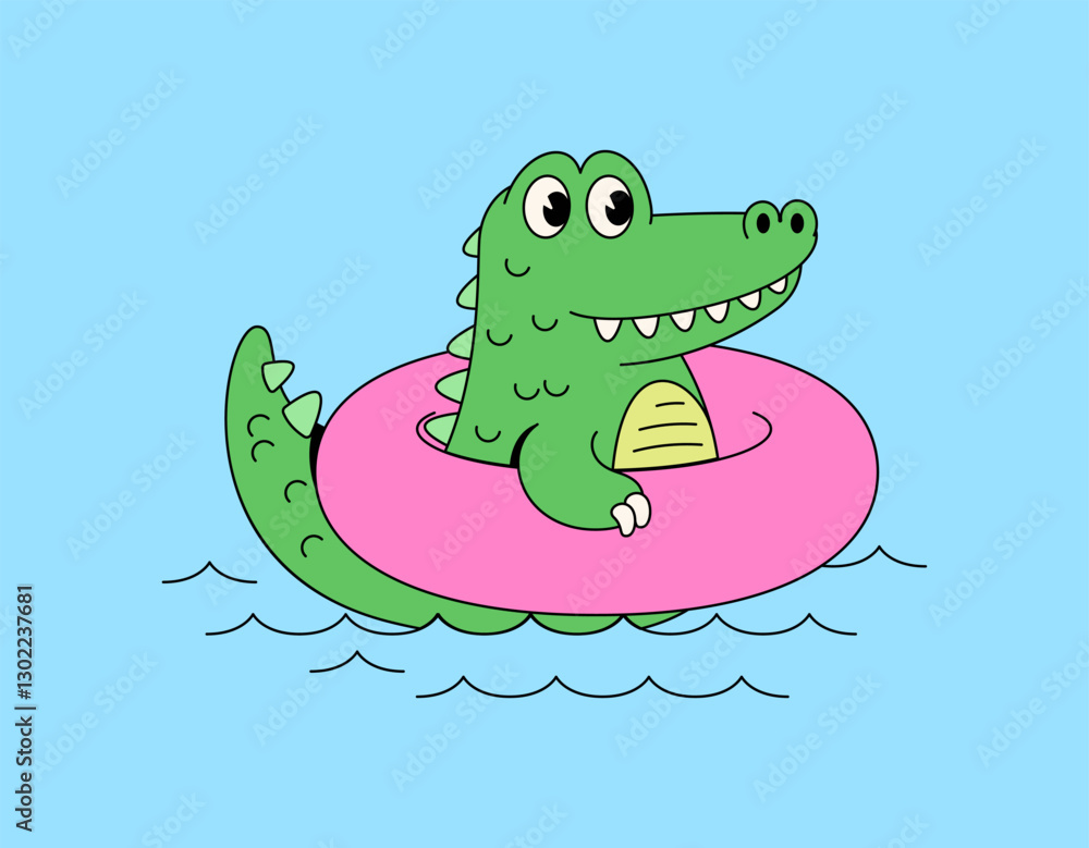 Naklejka premium Alligator in pool illustration