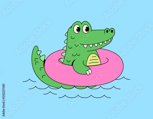 Alligator in pool illustration