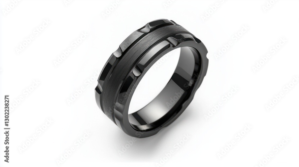 Elegant Black Ring with Unique Textured Design for Men and Women Elegant Black Ring with Unique Textured Design for Men and Women