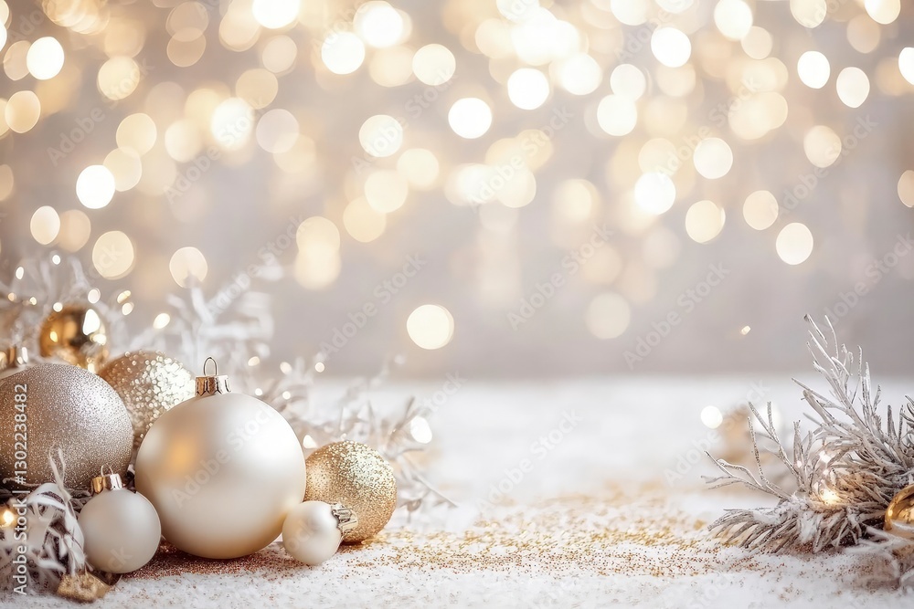 Light beige blurred background with bokeh lights, light gray, gold, and white color palette Light beige blurred background with bokeh lights, light gray, gold, and white color palette