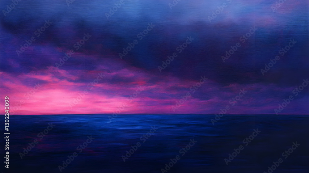 Dark stormy blue fading into dazzling magenta hues with cosmic energy illuminating the horizon of infinite clouds Dark stormy blue fading into dazzling magenta hues with cosmic energy illuminating the horizon of infinite clouds