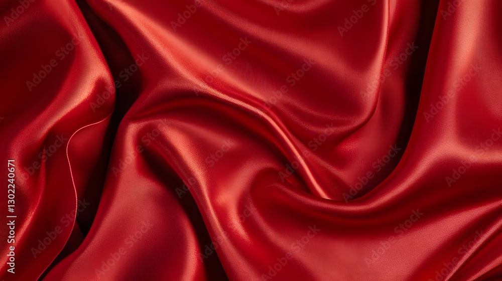 Obraz premium Luxurious Deep Red Silk Fabric with Delicate Folds and Soft Lighting