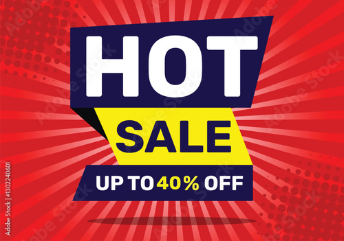 HOT SALE 40 % OFF and up to set against a red background .Illustration vector design.