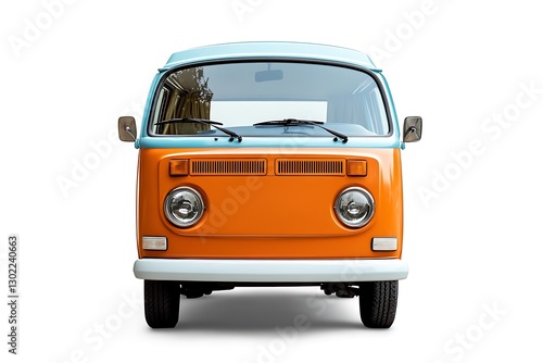 Vintage camper van isolated on white background with clipping path.