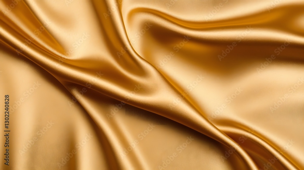 Fototapeta premium Captivating Shimmer of Luxurious Golden Satin Fabric with a Glossy, Flowing Texture