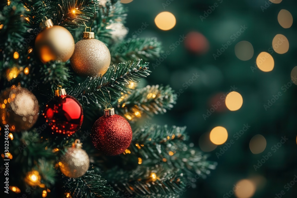 magical christmas bokeh effect with defocused golden and red lights against deep green background, creating a warm festive glow reminiscent of decorated tree lights and holiday magic magical christmas bokeh effect with defocused golden and red lights against deep green background, creating a warm festive glow reminiscent of decorated tree lights and holiday magic