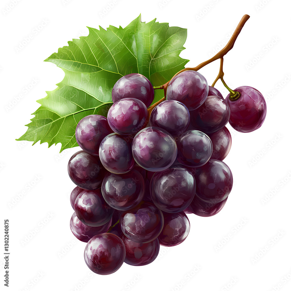 Fototapeta premium Realistic stock photo of grapes on a transparent background