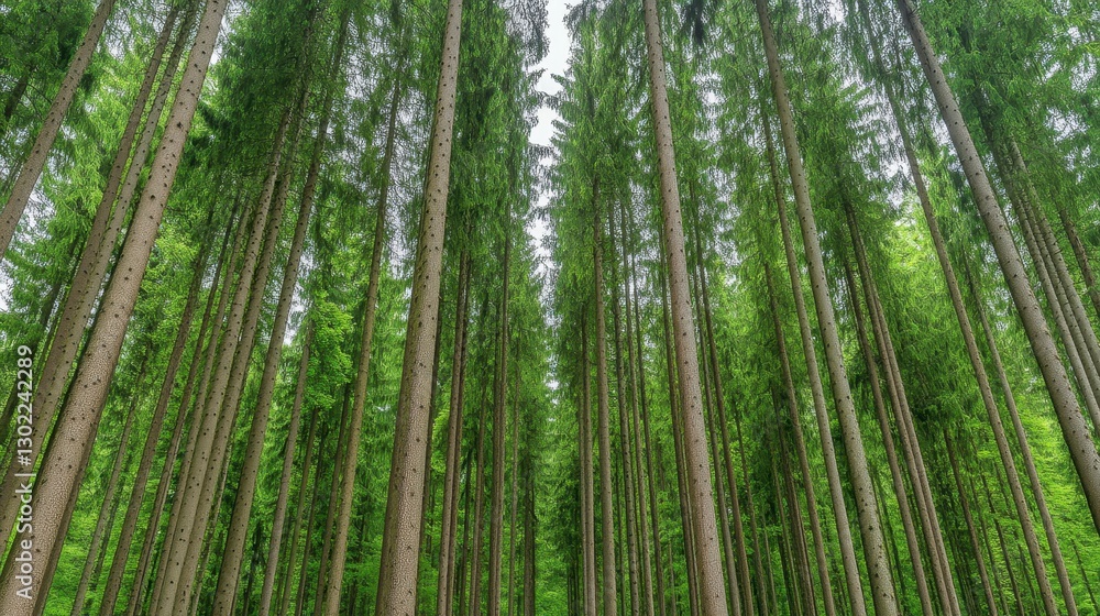 Lush Green Forest Canopy Low Angle View of Tall Trees Lush Green Forest Canopy Low Angle View of Tall Trees