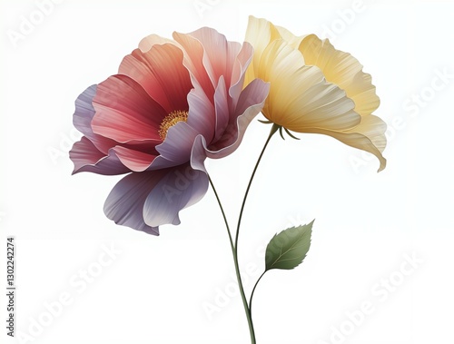 Flower with a slender, elegantly curved stem and delicate leaves