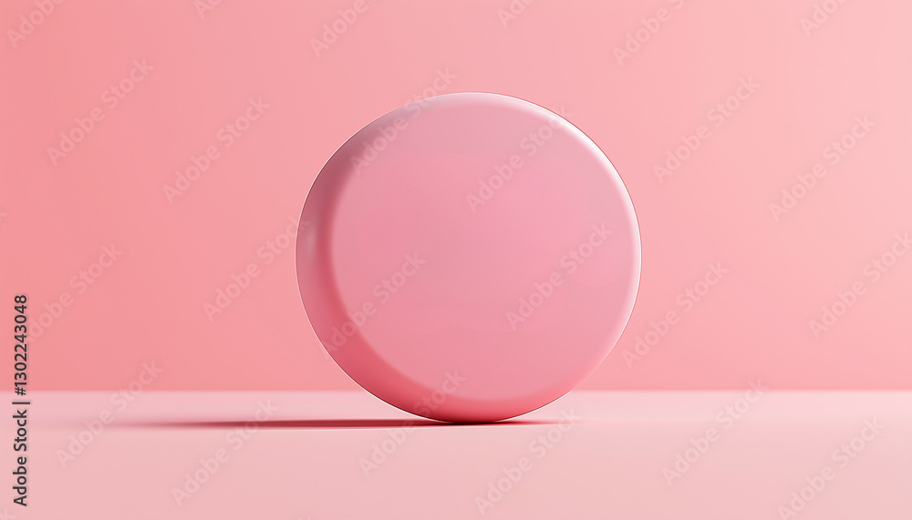Fototapeta premium This image features a soft pink circular object set against a matching backdrop, creating a serene and minimalist aesthetic perfect for modern design projects.