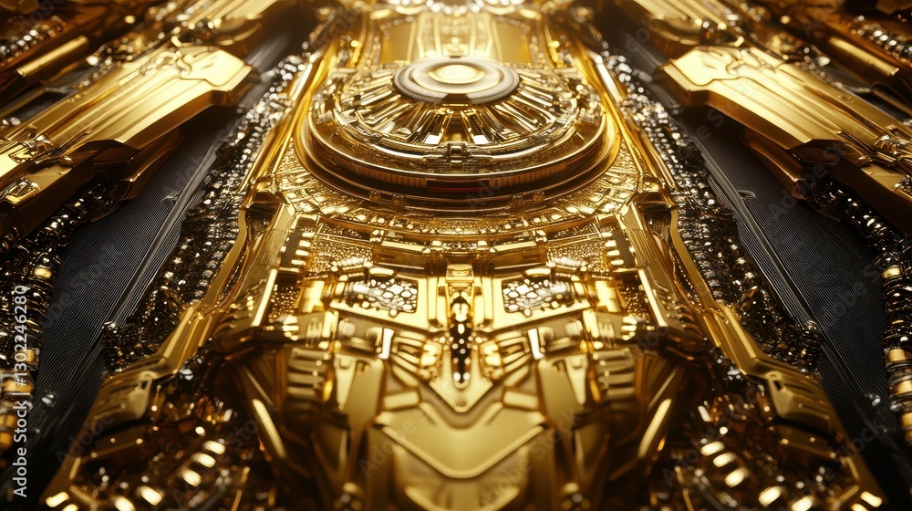 Fototapeta premium Ornate Golden Mechanical Device Detailed Close Up