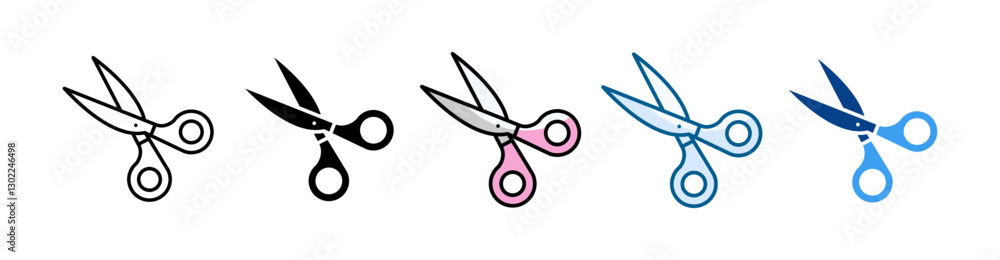Fototapeta premium Scissors Icon Set Multiple Style Collection