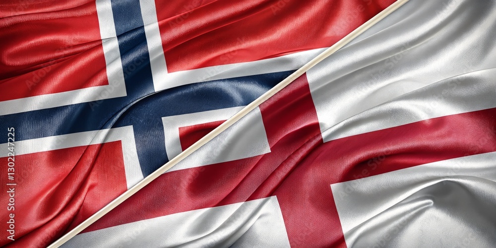 Fototapeta premium Silky Norwegian and Swedish Flags Seamlessly Merged in Harmony