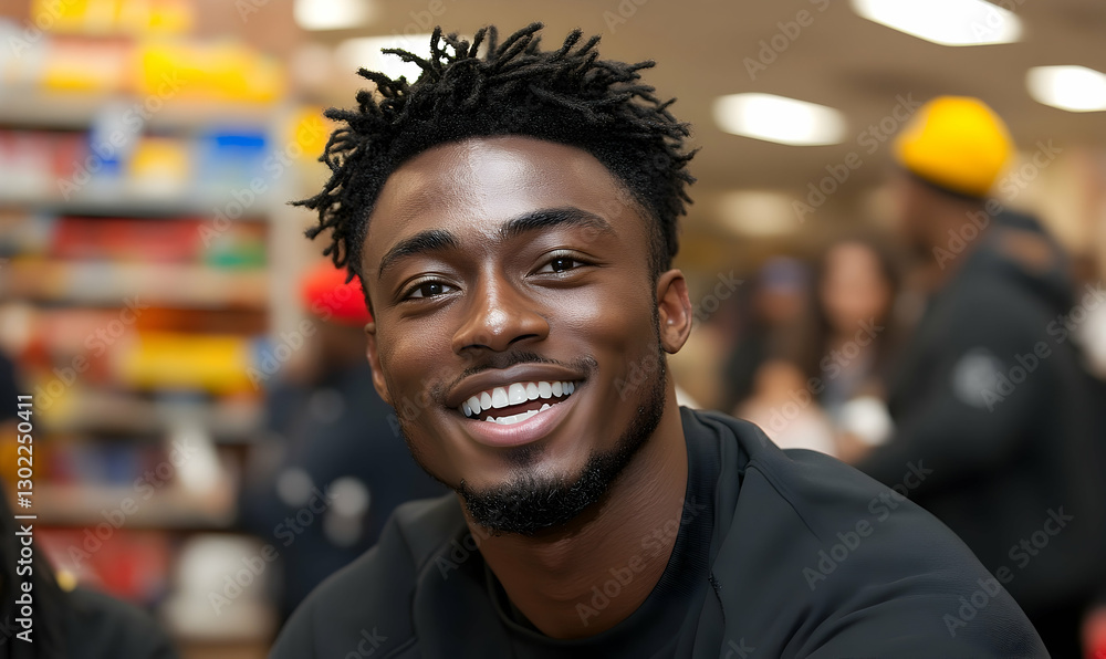 Radiant smile of a young african american man indoors, portrait shot Radiant smile of a young african american man indoors, portrait shot