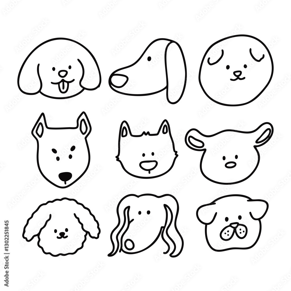 Fototapeta premium 강아지 캐릭터 컬러링 색칠 라인 드로잉(puppy dog line drawing coloring)