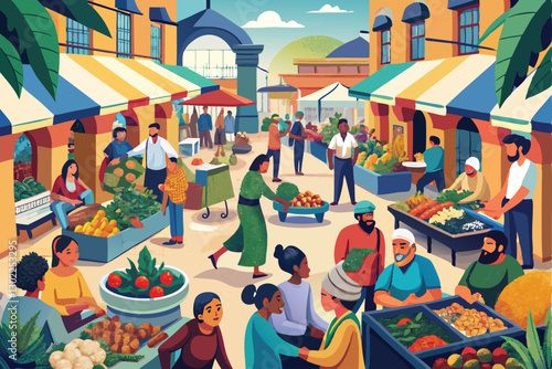 Fruits market Vector Illustration, Store Vector Illustration, Store Market Vector Illustration