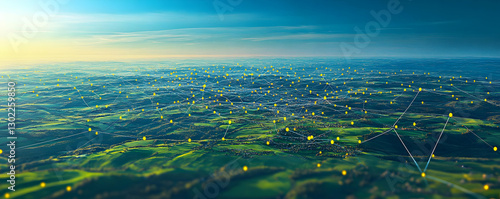 Connected rural landscape, aerial view