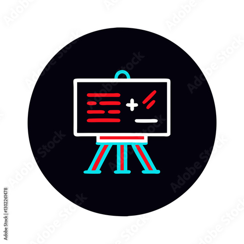 Creative digital illustration of an easel with a black background