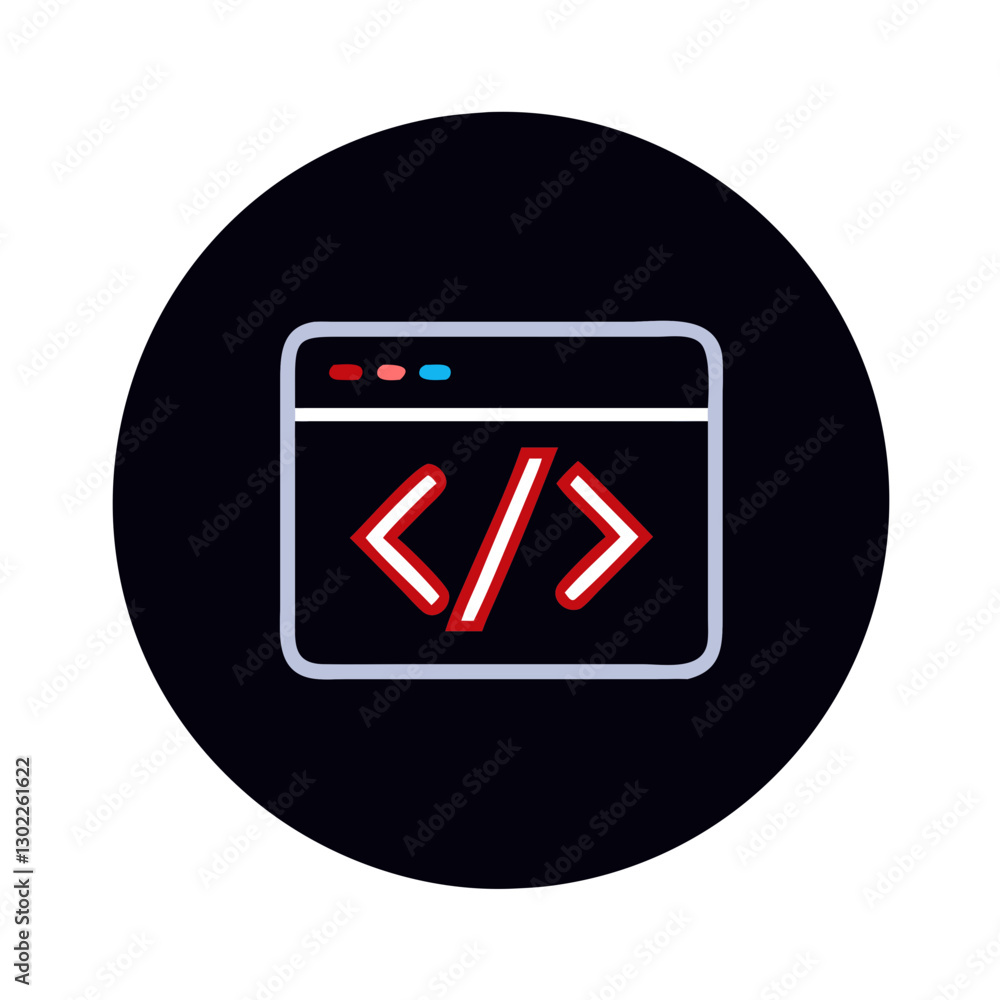 Code icon with brackets against black background Code icon with brackets against black background