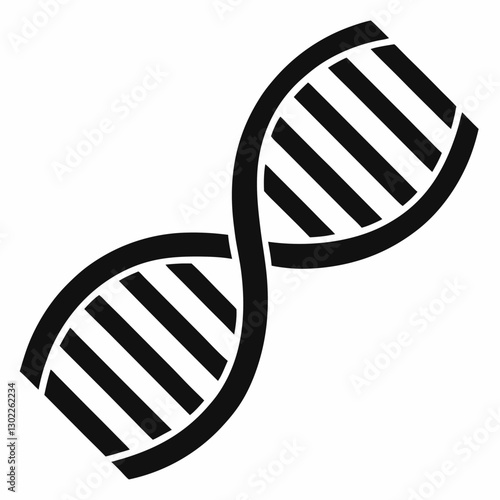 Genetic Code & Helix DNA Icon White Silhouette Vector.