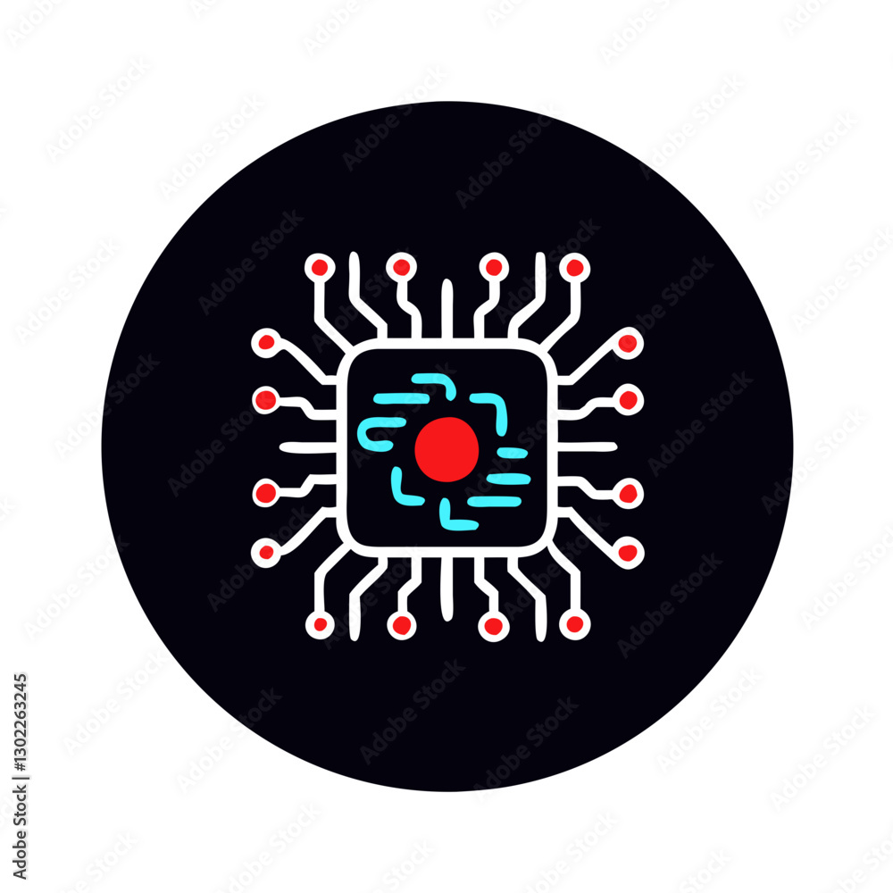 Obraz premium Computer chip with circuitry on black background