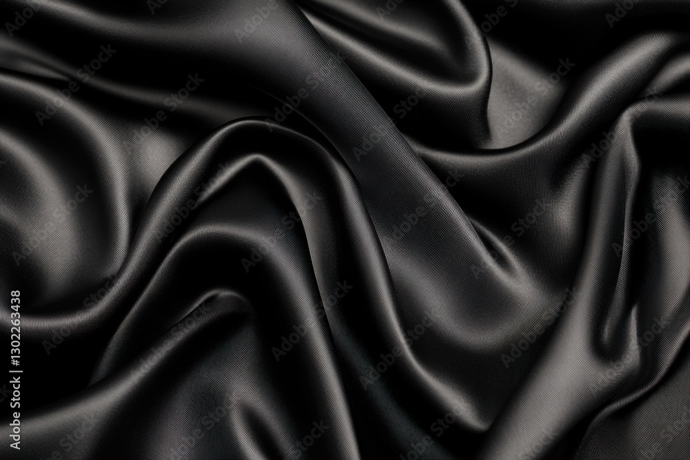 Obraz premium Luxurious black silk fabric with elegant folds and soft light