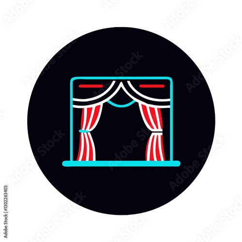 Theater stage with red curtains on a black background