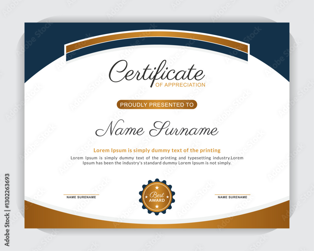 Obraz premium Modern diploma certificate award template design, Simple and clean certificate of achievement design, creative, modern, Simple certificate 