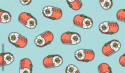 Cute sushi pattern background vector design