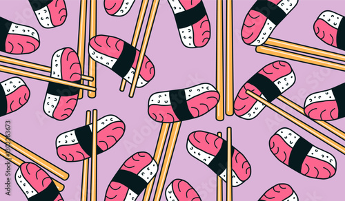Cute sushi pattern background vector design