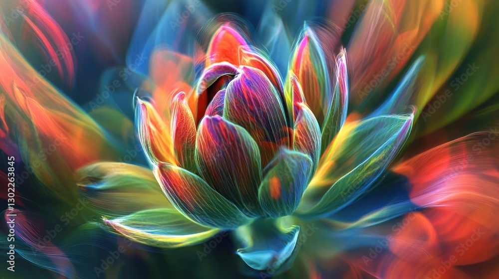 Fototapeta premium A time-lapse-inspired image of a flower bud beginning to bloom in a vibrant garden.