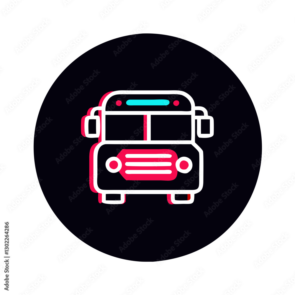 Neon bus illustration against black background Neon bus illustration against black background