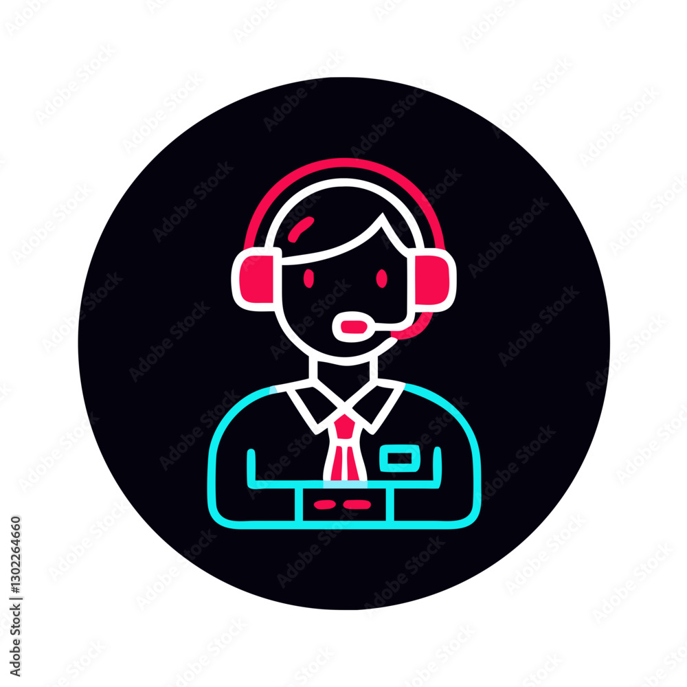 Line art illustration of a customer service representative Line art illustration of a customer service representative