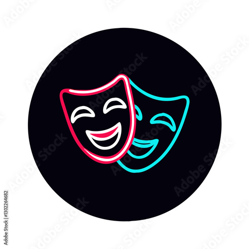Theater masks representing comedy and tragedy on a dark background