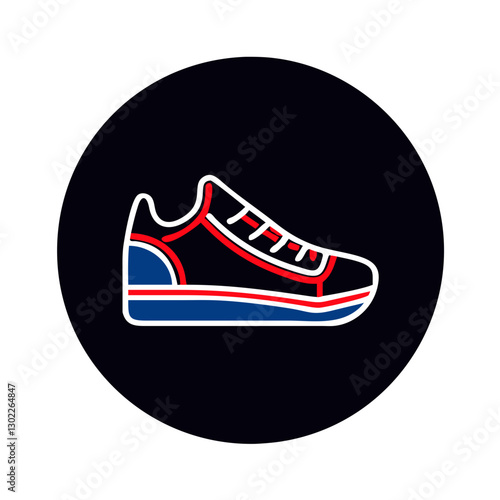 Stylish athletic shoe on black background