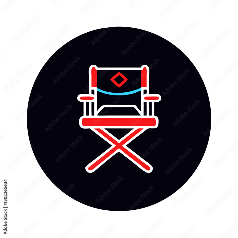 Director's chair illustration on black background Director's chair illustration on black background