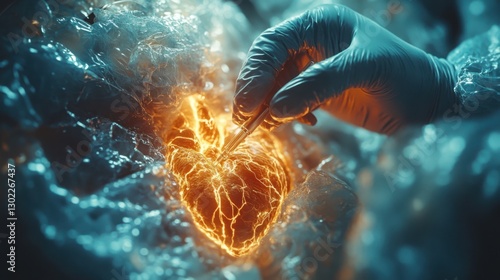 A cardiologist inserting a thin catheter into a patienta??s femoral artery, guiding it toward the heart to deploy a stent. Created with generative AI.
