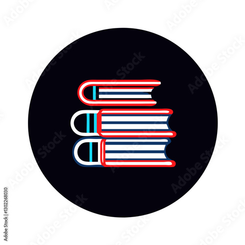 Colorful stacked books on dark background