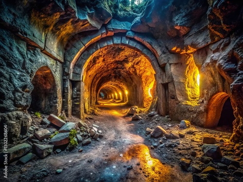 Abandoned Vesuvian Lava Tube: Urban Exploration Photography photo