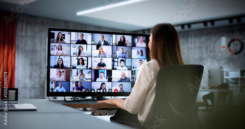 Фотография Female HR professional setting up online webinar
